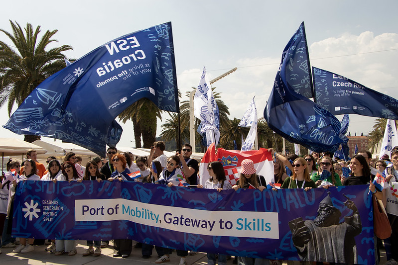 Young people at EGM Split 2026, flag parade